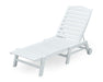 Polywood Polywood White Nautical Chaise with Wheels White Chaise Lounger NAW2280WH 845748041799