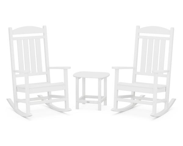 Polywood Polywood White Presidential Rocker 3-Piece Set White Rocking Chair PWS166-1-WH 190609007026