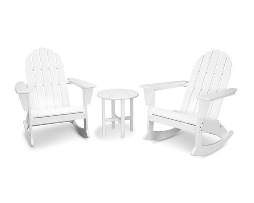 Polywood Polywood White Vineyard 3-Piece Adirondack Rocking Chair Set White Rocking Chair PWS408-1-WH 190609064500