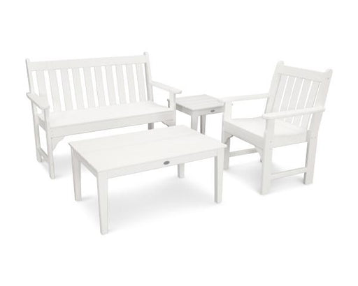 Polywood Polywood White Vineyard 4-Piece Bench Seating Set White Seating Sets PWS356-1-WH 190609058776