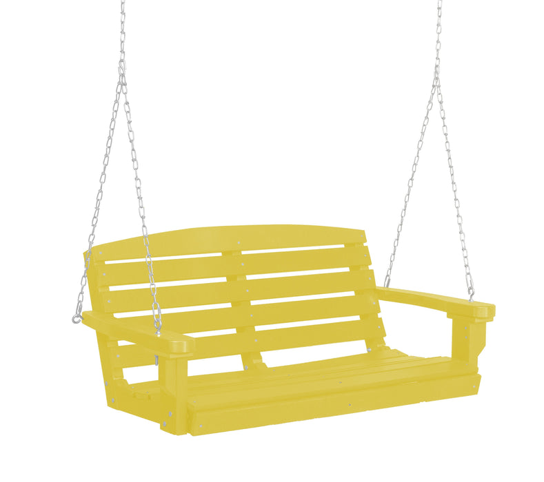 Wildridge Wildridge Classic 4 ft. Recycled Plastic Classic Porch Swing Lemon Yellow Poly Porch Swing LCC-202-LY