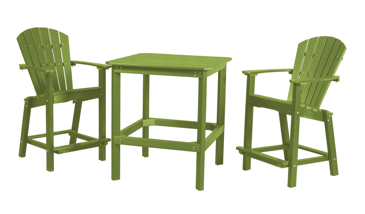 Wildridge Wildridge Classic Recycled Plastic High Dining Set Lime Green Dining Sets LCC-288-LG