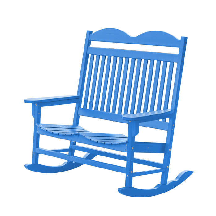 Wildridge Wildridge Heritage Traditional Recycled Plastic Double Rocker Chair Blue Rocking Chair LCC-103-BL