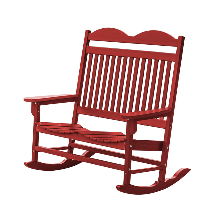 Wildridge Wildridge Heritage Traditional Recycled Plastic Double Rocker Chair Cherry Rocking Chair LCC-103-C