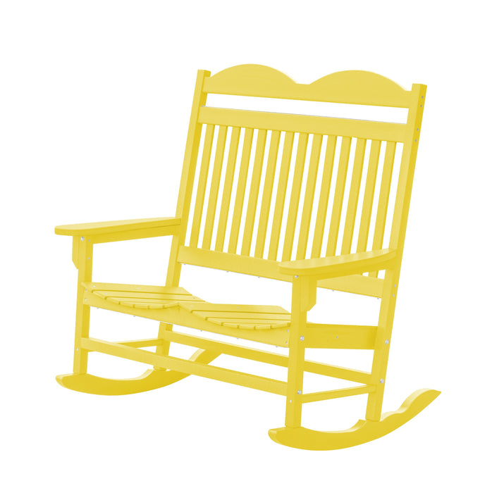 Wildridge Wildridge Heritage Traditional Recycled Plastic Double Rocker Chair Lemon Yellow Rocking Chair LCC-103-LY