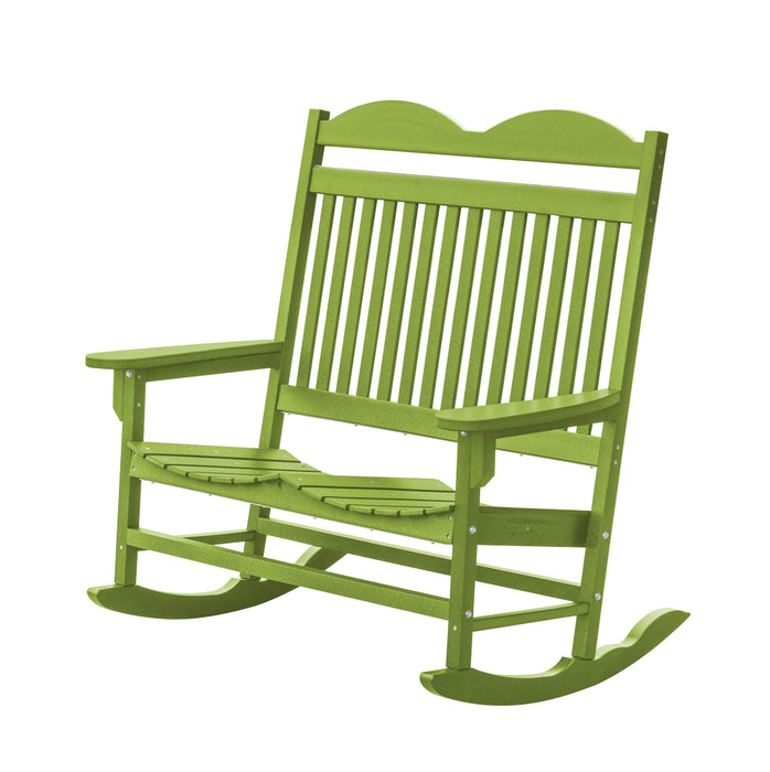 Wildridge Wildridge Heritage Traditional Recycled Plastic Double Rocker Chair Lime Green Rocking Chair LCC-103-LMG