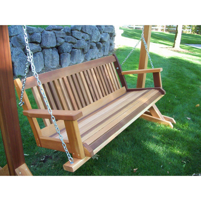 Wood Country Wood Country Cabbage Hill 5ft Red Cedar Porch Swing Cedar Stain + $30.00 Porch Swing CBH5'-2
