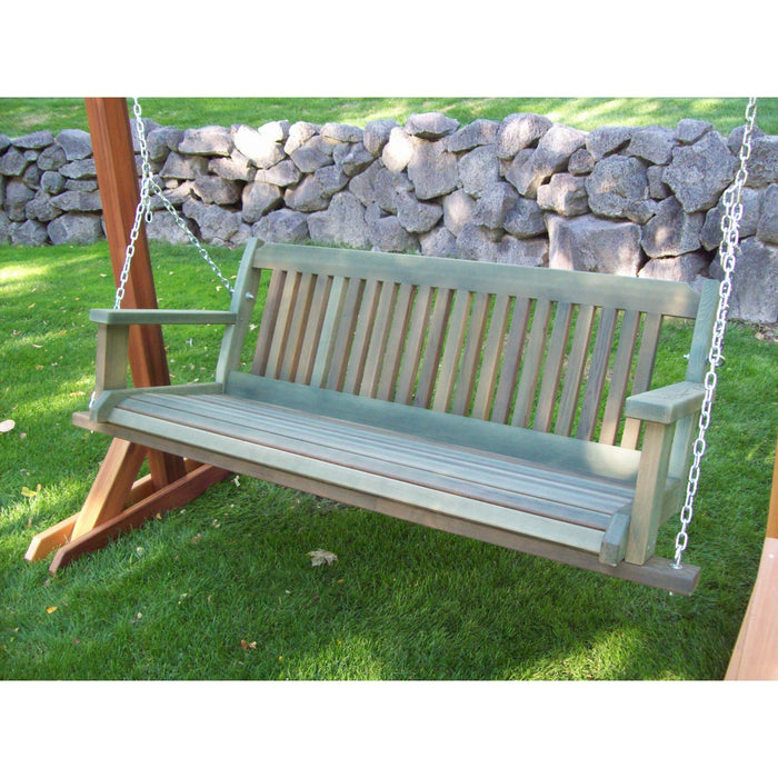 Wood Country Wood Country Cabbage Hill 5ft Red Cedar Porch Swing Weathered Greenwash Stain + $50.00 Porch Swing CBH5'-4